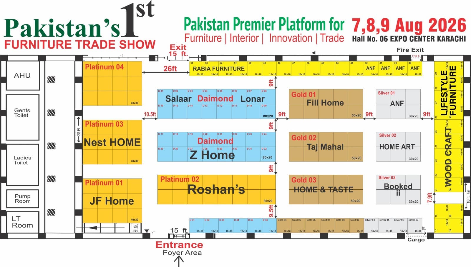 Furniture Trade Show floor plan for Expo Center Karachi Hall No. 06